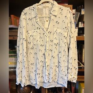 Soft black and white floral blouse, size M, Just Living